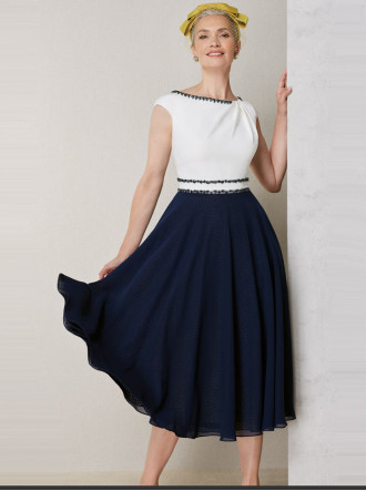 66124 Dress - Navy/Ivory (John Charles)